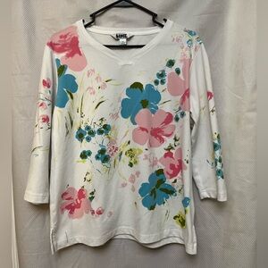 Blast Women’s Floral 3/4 Sleeve  round neck Top - Pink, Blue, Green white Spring